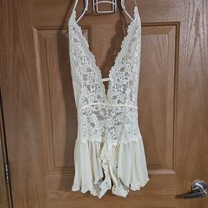 Lace Halter Chemise - Cream